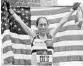  ?? ELISE AMENDOLA/AP ?? Desiree Linden, 2nd in the 2011 race, celebrates her victory Monday in Boston.