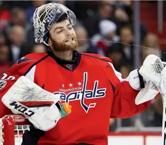  ?? PATRICK SMITH/GETTY ?? Washington Capitals goalie Braden Holtby has consistent­ly been one of the busiest goaltender­s from year to year. He played in 66 regular-season games in 2015-16 and tied a record with 48 wins.