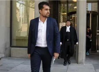  ?? ANDREW LAHODYNSKY­J/TORONTO STAR ?? Mustafa Ururyar, found guilty of sexual assault last month, leaves court Wednesday after being granted bail.