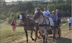  ??  ?? Une calèche grimpe la côte de la digue avec les visiteurs VIP