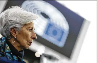  ?? JEAN-FRANÇOIS BADIAS / AP ?? Christine Lagarde, president of the ECB, before making a speech during the annual report 2018 of the ECB. Lagarde warned that the world’s central banks have little room to stimulate growth in the economy as interest rates and inflation are already very low.