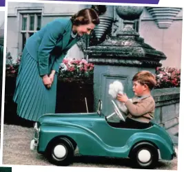  ?? ?? Driving seat: Young Charles charms Queen in his toy car