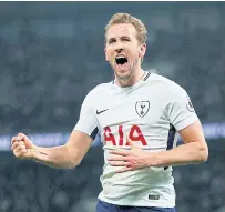  ??  ?? Tottenham’s Harry Kane celebrates after scoring a goal.