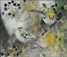  ??  ?? Goldcrests from David Daly’s exhibition at the Pumphouse, Wexford Wildfowl Reserve, Ardcavan.