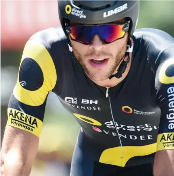  ?? PHOTO D’ARCHIVES ?? Antoine Duchesne qui franchit la ligne d’arrivée lors du Tour de France de 2016.
