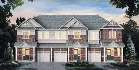  ??  ?? The townhomes are two storeys and either three or four bedrooms and range from 1,697 to 2,270 square feet.