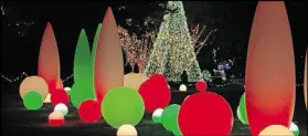  ?? CONTRIBUTE­D BY ATLANTA BOTANICAL GARDEN ?? The “Orchestral Orbs” on the Great Lawn at the Atlanta Botanical Garden shift colors, changing to the beat of a prerecorde­d menu of holiday tunes, including “Sleigh Ride” and “Baby It’s Cold Outside.”