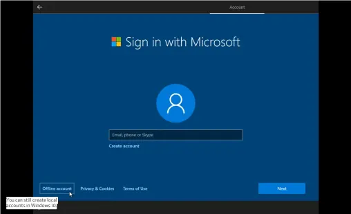  ??  ?? You can still create local accounts in Windows 10.