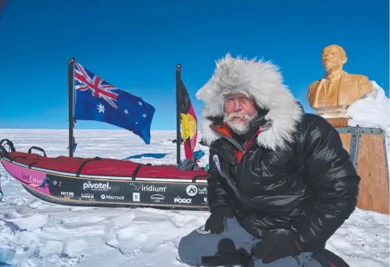  ??  ?? Gold Coast adventurer Dr Geoff Wilson has become the first Aussie to reach Antarctica’s remote Pole of Inaccessib­ility.