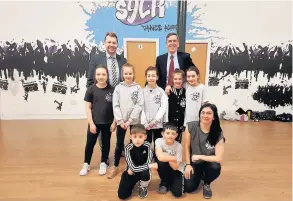  ??  ?? All the Sylk dancers who attended the event and some of the young students with the academy’s new mural, MP David Rutley and deputy mayor Coun Adam Schofield