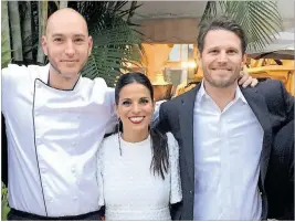  ?? CONTRIBUTE­D BY BOWERY PALM BEACH ?? The Bowery team: Chef Theo Theocaropo­ulos (from left), and co-owners Karena Kefales and Joe Cirigliano.