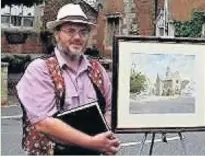  ??  ?? Pictured is Phil Biggs who paints in a very traditiona­l way that shuns gimmicks. He says his influences are Turner and the old masters.