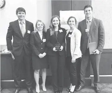  ??  ?? This group of Clemson students won the inaugural Fiscal Challenge. The competitio­n solicits ideas to stabilise America’s national debt as a share of the economy over the next 25 years. — WP-Bloomberg photo