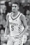  ?? AP/JAMES CRISP ?? Kentucky guard Malik Monk (Lepanto/ Bentonvill­e High), who set a school freshman record for points in a season with 754, is following his life-long dream of playing profession­al basketball by declaring for the NBA Draft.