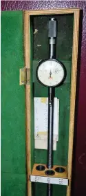  ??  ?? BELOW: Along with a barrel thickness gauge, a bore gauge is another essential piece of equipment. A bore gauge will quickly reveal if any work has been done on a gun and with its help one can thus quickly establish whether a gun is still in proof or not.