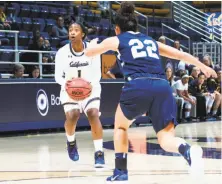  ?? KLC Photos ?? Point guard Asha Thomas ( 1) had 10 points, including two three- pointers, and six assists for Cal in the exhibition game.