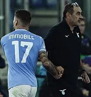  ?? ?? Ciro Immobile, 33 anni, e il tecnico Maurizio Sarri, 65