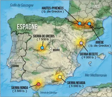  ??  ?? Principale­s population­s de bouquetins ibériques en Espagne et en France.