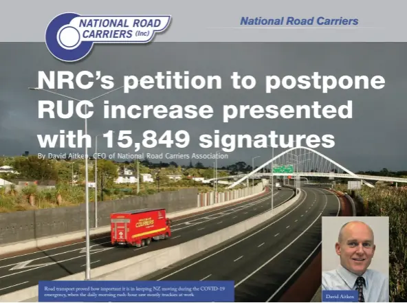  ??  ?? Road transport proved how important it is in keeping NZ moving during the COVID-19 emergency, when the daily morning rush-hour saw mostly truckies at work
David Aitken