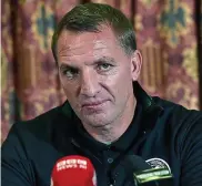  ??  ?? Disappoint­ed: Celtic’s Brendan Rodgers