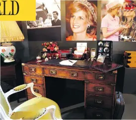  ?? KIRSTY WIGGLESWOR­TH / THE ASSOCIATED PRESS ?? A display to mark the 20th anniversar­y of the death of Princess Diana includes the desk she used at Kensington Palace to pen both official business and notes expressing her emotional turmoil after the collapse of her marriage.