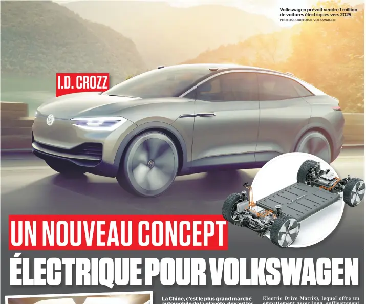  ??  ?? Volkswagen prévoit vendre 1 million de voitures électrique­s vers 2025.