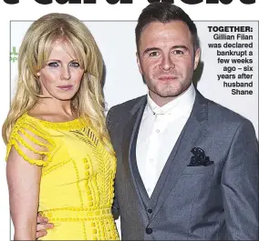  ??  ?? TogeTher: Gillian Filan was declared bankrupt a few weeks ago – six years after husband Shane