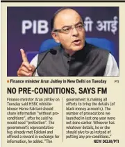  ?? PTI ?? Finance minister Arun Jaitley in New Delhi on Tuesday