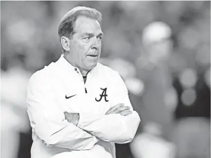  ??  ?? Alabama coach Nick Saban is not happy with the new early signing period coming in the middle of the bowl season. MARVIN GENTRY/USA TODAY SPORTS