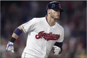  ?? TONY DEJAK - ASSOCIATED PRESS ?? Josh Donaldson runs the bases after hitting a solo home run off Red Sox starting pitcher Chris Sale during the fourth inning Sept. 21 at Progressiv­e Field.