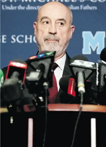  ?? CHRISTOPHE­R KATSAROV / THE CANADIAN PRESS FILES ?? St. Michael’s College principal Greg Reeves has resigned in the wake of a criminal investigat­ion into students who allegedly assaulted other students at the school.