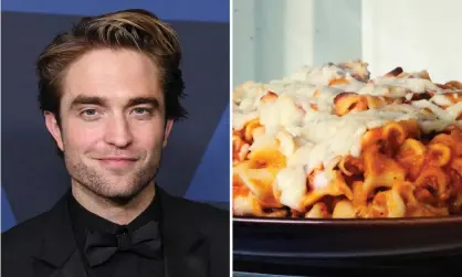  ??  ?? Robert Pattinson dreams of pasta: ‘You really need to congeal everything in an enormous amount of sugar and cheese.’ Composite: Steve Granitz/WireImage/Getty Images