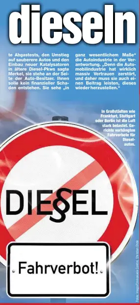  ??  ?? In Großstädte­n wie Frankfurt, Stuttgart oder Berlin ist die Luft stark belastet. Gerichte verhängten Fahrverbot­e für Dieselauto­s.