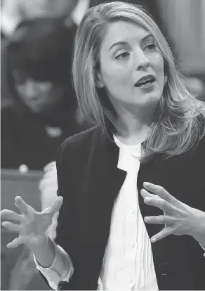  ?? FRED CHARTRAND / THE CANADIAN PRESS ?? Mélanie Joly will release her strategy for Canada’s cultural industries in a digital world on Thursday in a speech that will be live-streamed on Facebook.