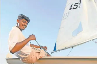  ?? VAL ADAMSON ?? SHAMIR Rampersadh is making waves in Durban sailing circles. |