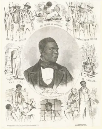  ?? Library of Congress ?? Anthony Burns and his story are depicted in John Andrews’ 1850s engraving.