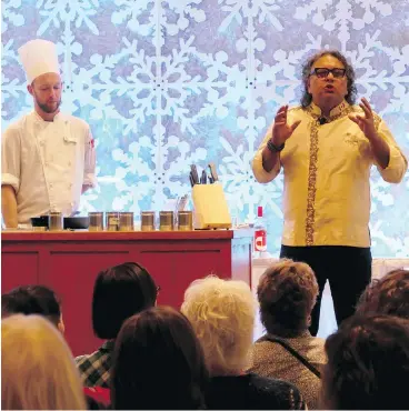  ?? DONNA CHRISTENSE­N ?? Vikram Vij demonstrat­es a selection of his recipes during cooking sessions.