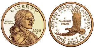  ?? Reprodução/Casa da Moeda dos Estados Unidos ?? Moeda de um dólar com a índia americana Sacagawea ainda é usada pelos equatorian­os