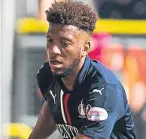  ??  ?? Myles Hippolyte bagged hat-trick in win over Gary Bollan’s Loons.