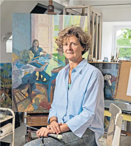  ??  ?? PICTURE PERFECT
Tessa Coleman in her studio in Somerset, and her portrait of NHS nurse Henry, left. Below, clockwise from top left, Elsie by Peter Stalder, Will Hunter by Jane Clatworthy and Sekina Bakare by Emma Woollard