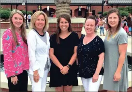  ?? Contribute­d Photo / Calhoun City Schools ?? The Calhoun High and Middle cheerleadi­ng program completed its coaching staff this week. Pictured are: Kacee McEntyre (from left), Tracy Lester, Megan Butts, Crystal Davis and Katelyn Langston.