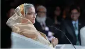  ?? — PTI ?? Bangladesh­i Prime Minister Sheikh Hasina at the India Economic Summit 2019 in New Delhi on Friday.