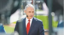  ?? John Minchillo, The Associated Press ?? Commission­er Rob Manfred is interviewe­d Tuesday during warm-ups for the All-Star Game.