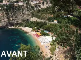  ??  ??  heures : la plage Mala avec ses trois rangées de transats et parasols. AVANT