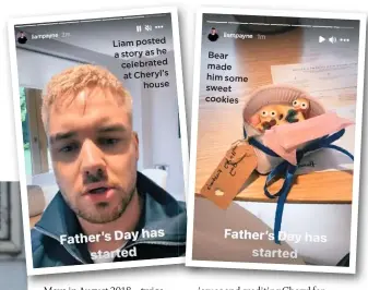  ??  ?? Liam posted a story as he celebrated at Cheryl’s
house
Bear made him some sweet cookies