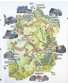  ??  ?? Eine Karte weist die Bio-Höfe auf, die sich im Windrather Tal in Neviges angesiedel­t haben.