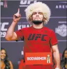  ??  ?? “This is the biggest fight in UFC history,” said lightweigh­t champion Khabib Nurmagomed­ov about Saturday’s bout.