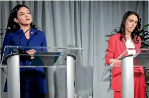  ?? AP ?? Facebook chief operating officer Sheryl Sandberg, left, and Prime Minister Jacinda Ardern at a news conference in New York in September.