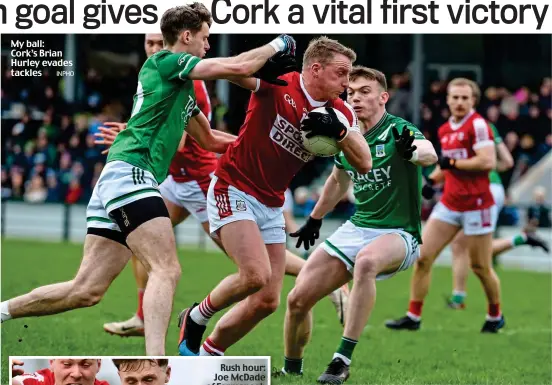  ?? INPHO ?? My ball: Cork’s Brian Hurley evades tackles
