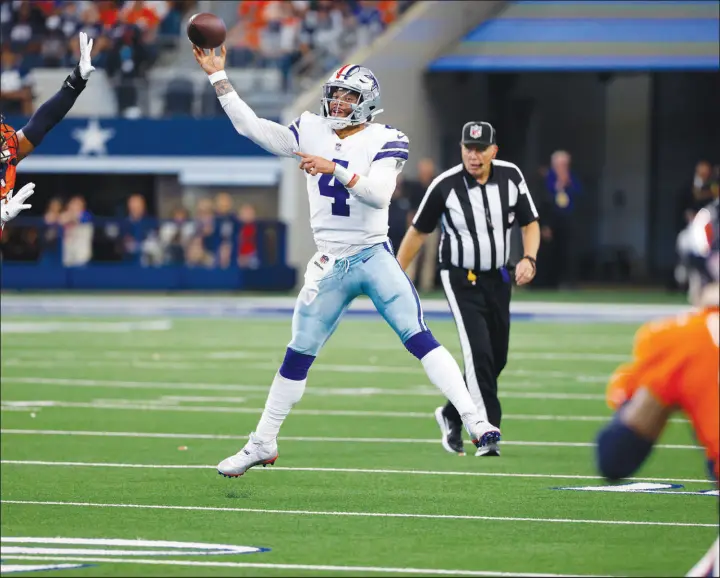  ?? Ron Jenkins The Associated Press ?? “Guys are excited for that extra game just to get out there,” Dallas Cowboys quarterbac­k Dak Prescott of the 17-game schedule.